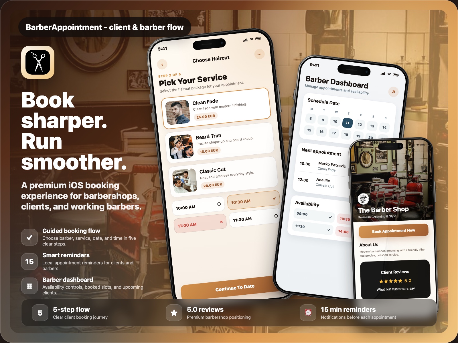 BarberAppointment - Booking without phone calls product mockup