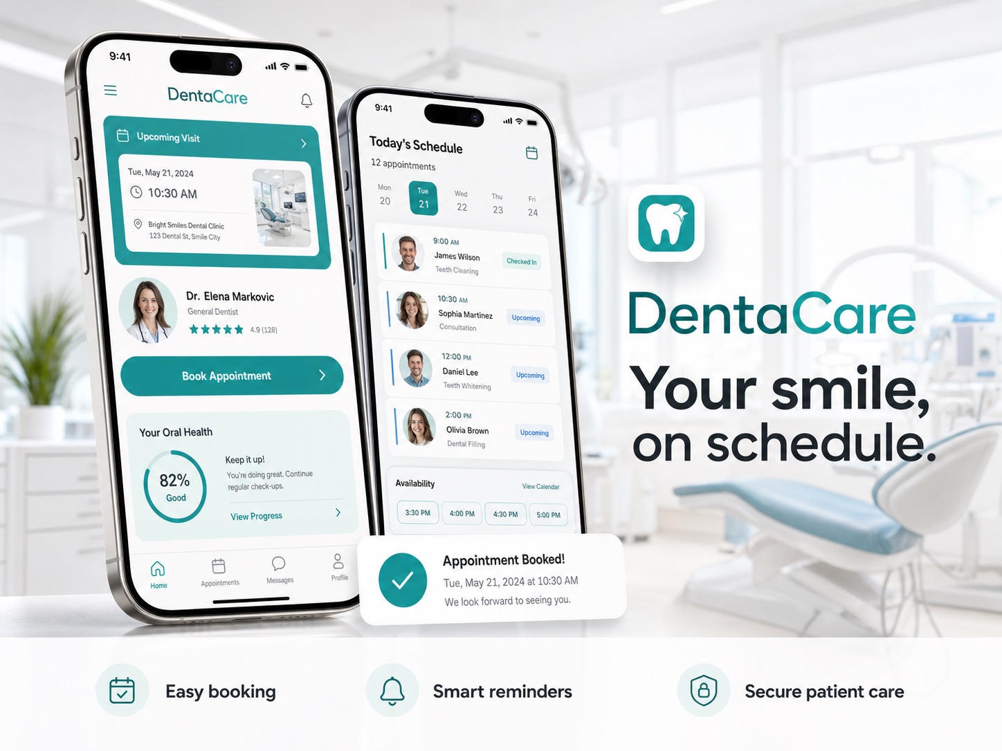 DentaCare - Patients and clinic in one system product mockup