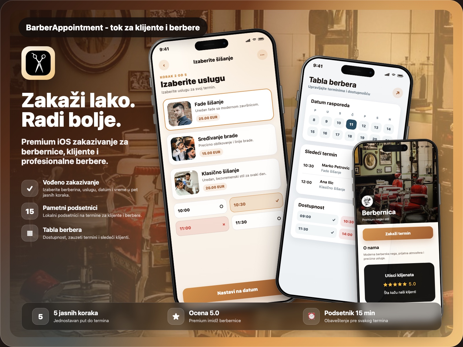 BarberAppointment - Zakazivanje bez poziva product mockup