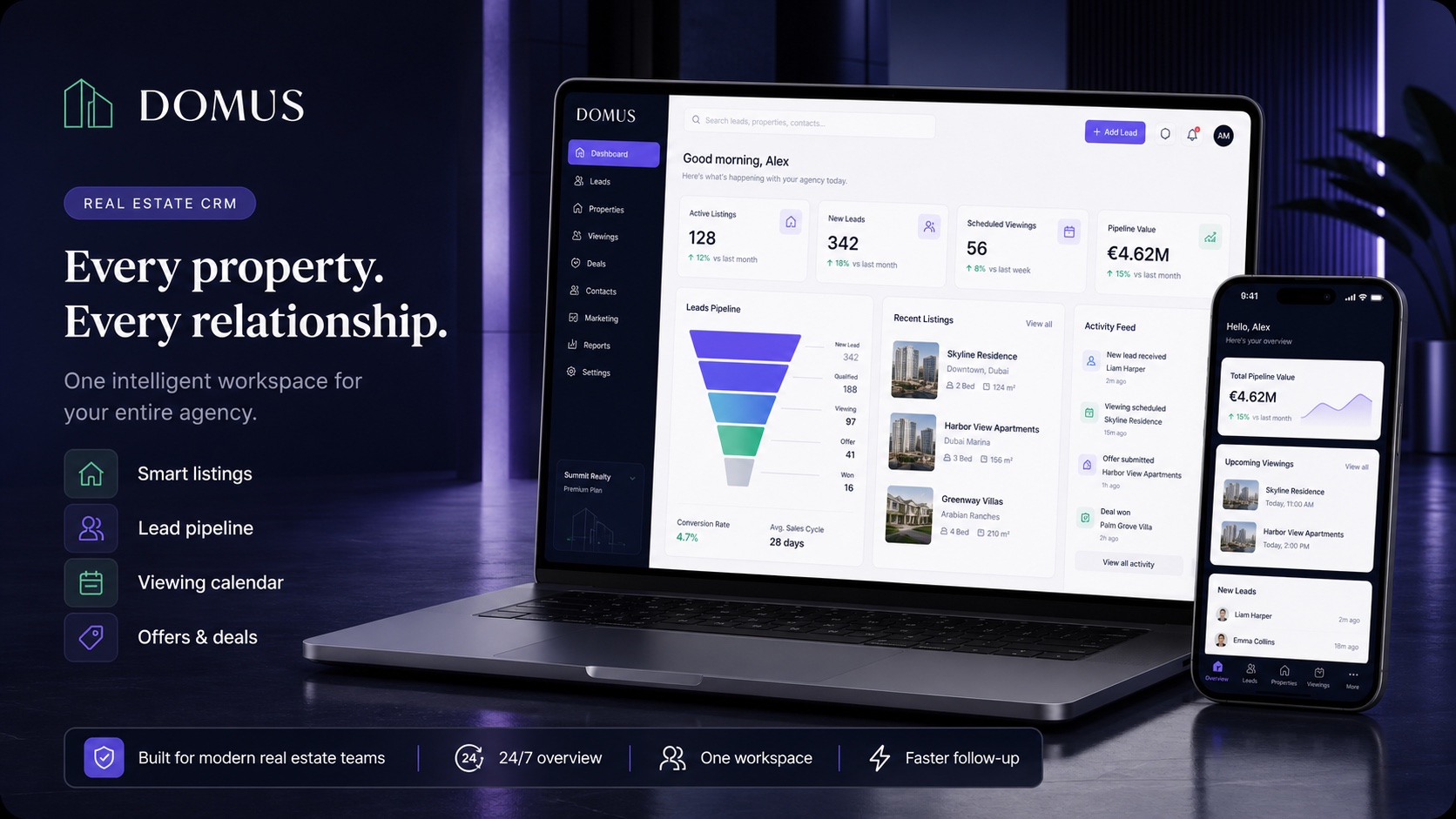 DOMUS - CRM for real estate agencies product mockup